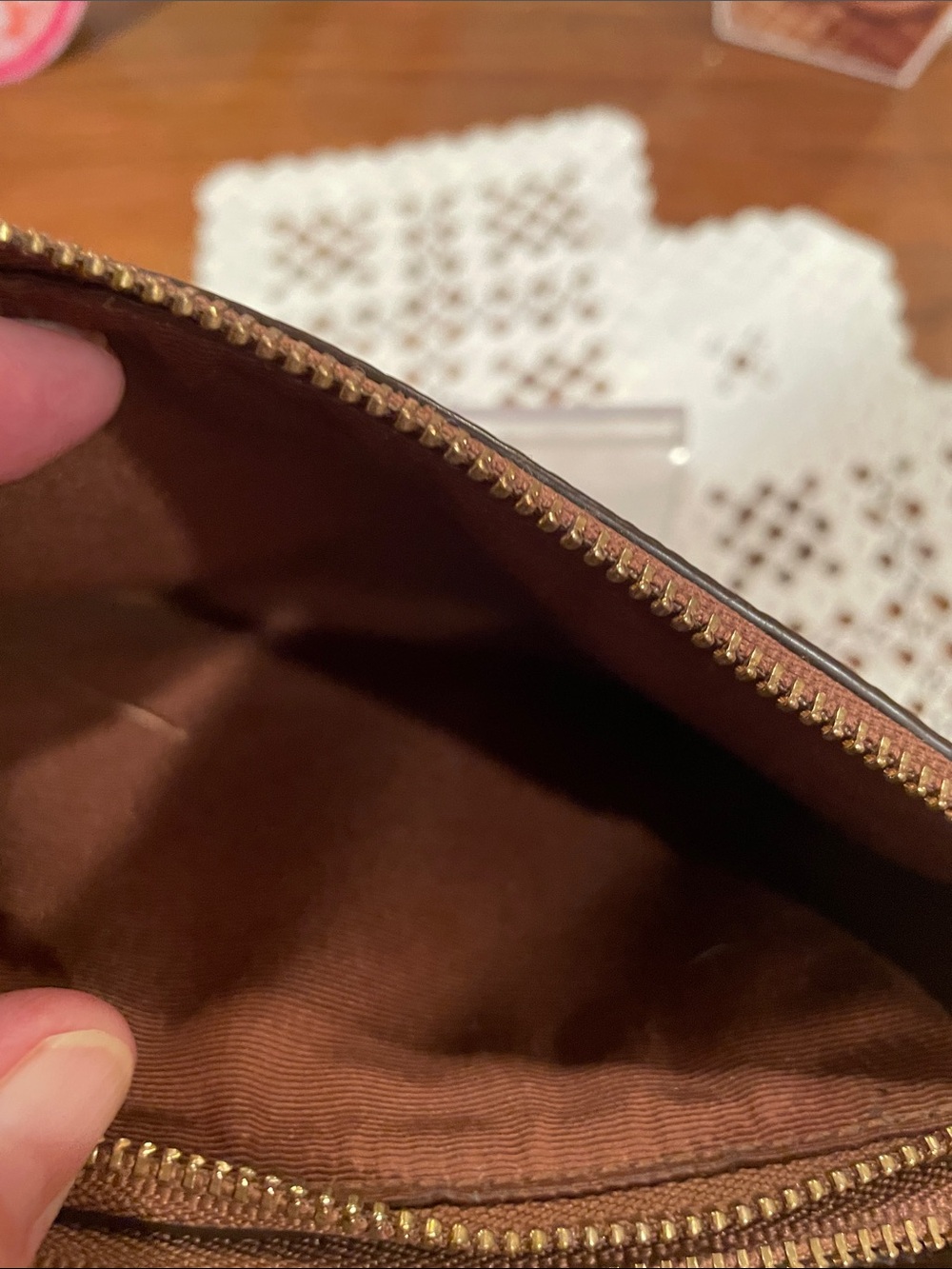 Coach Brown Pebbled Leather Zip Pouch - Picture 6 of 6